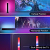 RGB LED light bar for TVs shown in vertical, horizontal, and behind-the-TV positions