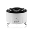Modern white table air purifier with digital timer and black top vent, isolated on white