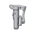 Folded gray handheld smartphone gimbal stabilizer on white background