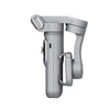 Folded gray handheld smartphone gimbal stabilizer on white background