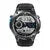 Men’s black digital-analog sports watch with leather strap and multifunctional dial