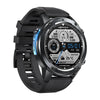 Black Zeblaze GPS smartwatch with round touch display showing steps, weather, heart rate.