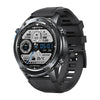 Black Zeblaze smart watch with digital and analog display, fitness and weather tracking