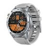 Zeblaze smart sports watch with grey strap, round dial, and orange digital display