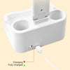 White desk organizer charging station with USB cable, indicator lights for charging status