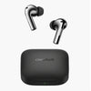 OnePlus black wireless earbuds with charging case on white background