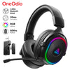 OneOdio wireless gaming headset with RGB lighting, detachable mic, USB dongle, and 60-hour battery