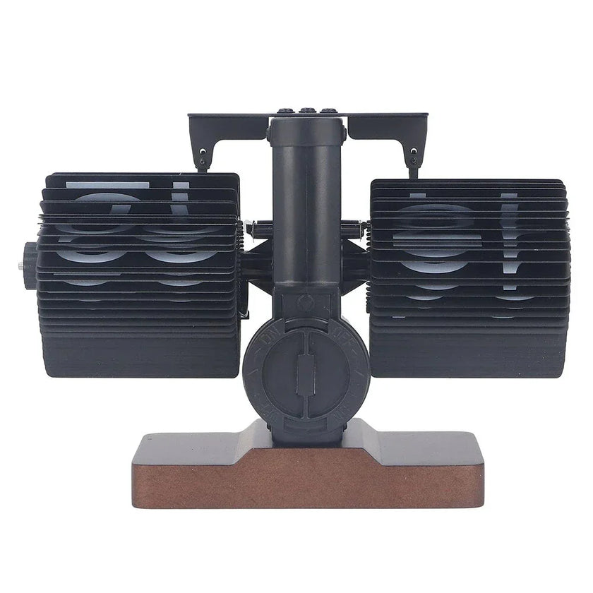 Retro flip clock with black split panels and wood base, vintage desk clock design