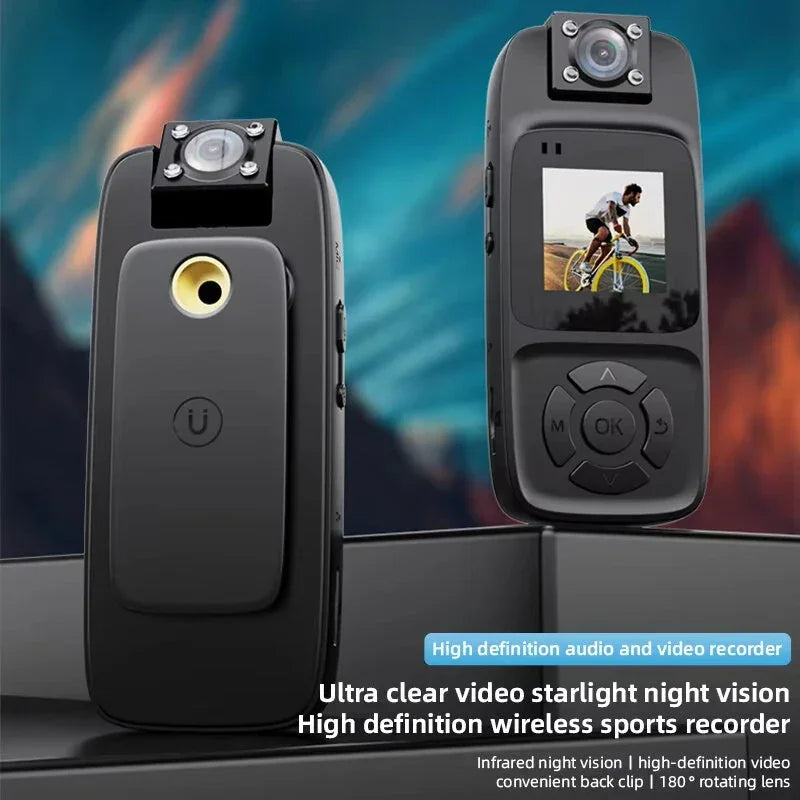 High definition wireless sports recorder with starlight night vision and rotating lens