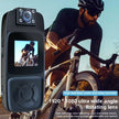 Ultra wide angle 1080p video recorder with cyclist riding road bike at sunset
